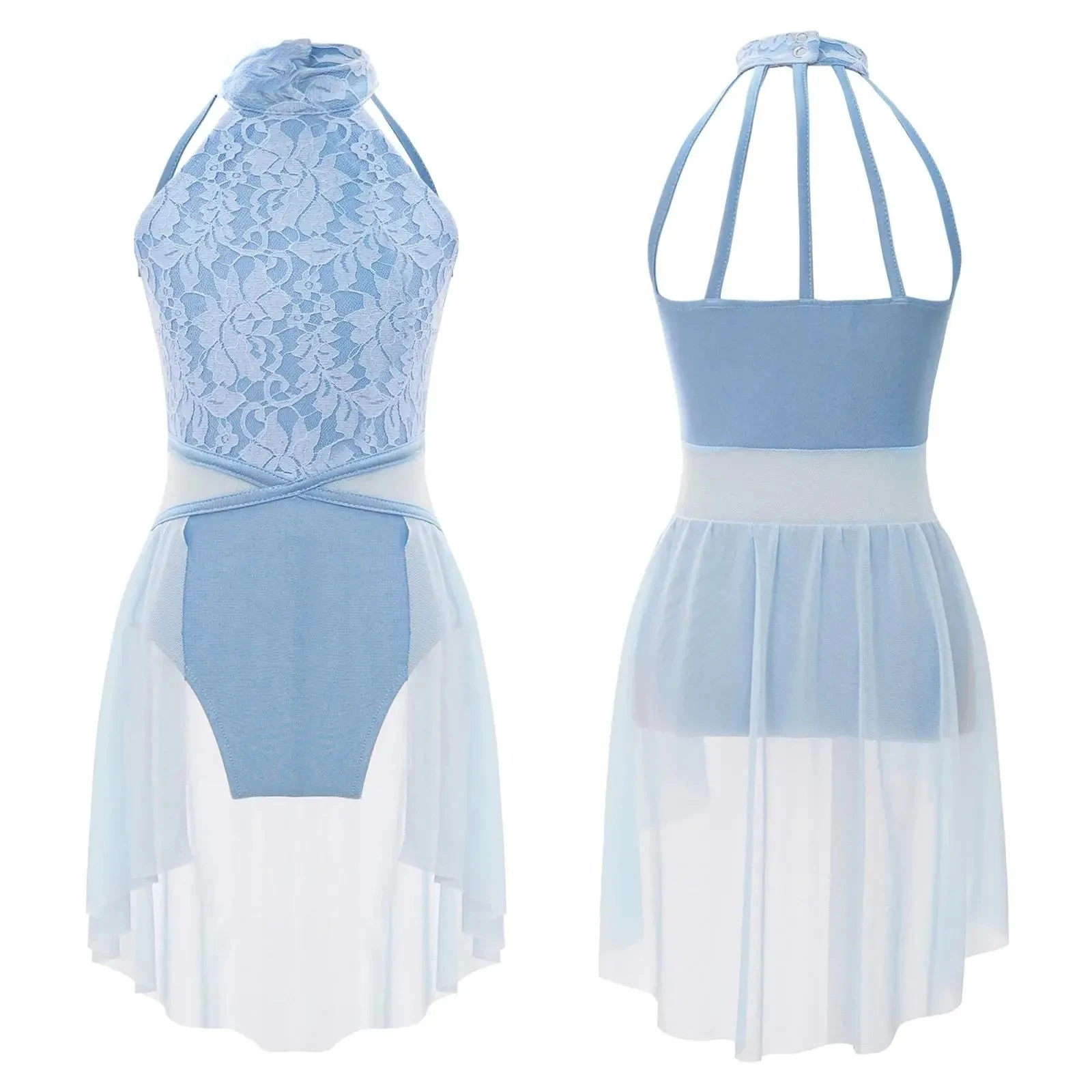 أطفال بنات أكمام فستان رقص الباليه الدانتيل الأزهار شبكة متجنب يوتار الجمباز الحديثة المعاصرة ملابس الرقص الغنائي #1