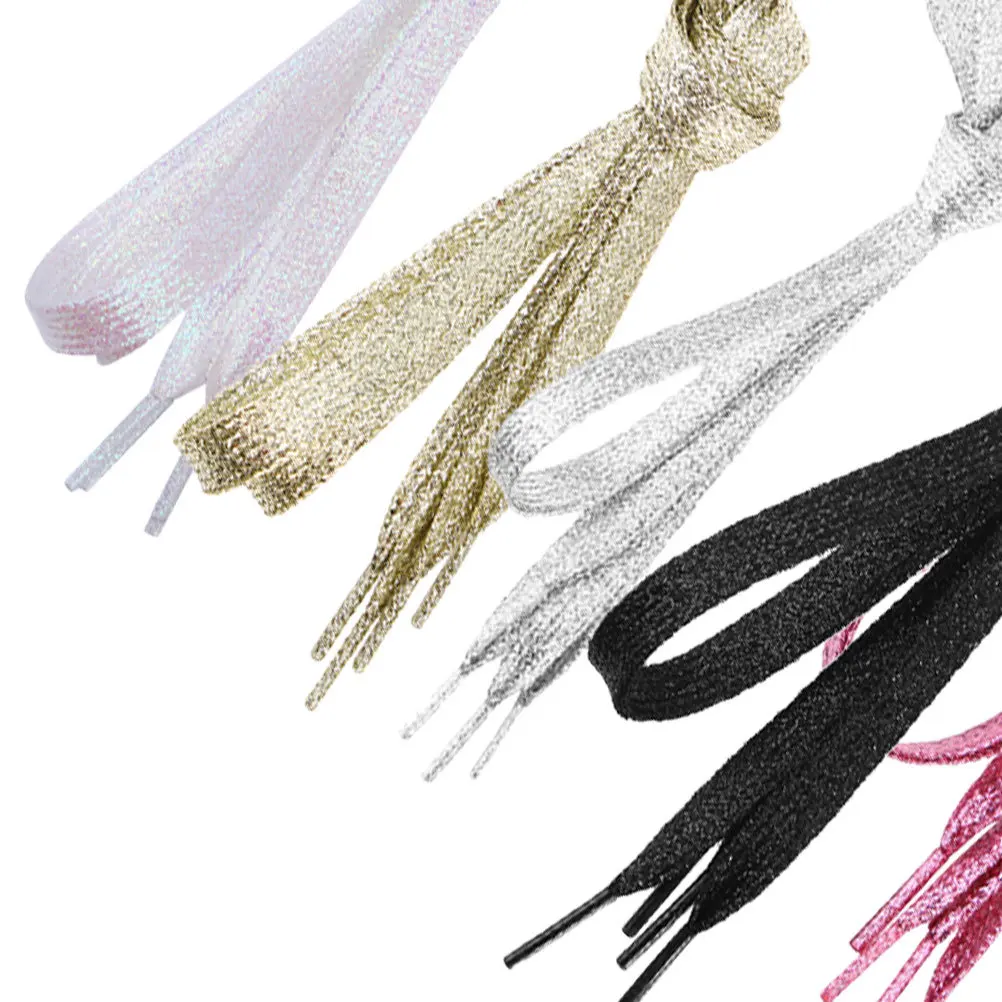 5 قطع من رباط الحذاء المسطح الملون بريق معدني بيرليسسينت بديل متين 110 سم للأحذية الرياضية للنساء والشباب هدية عصرية