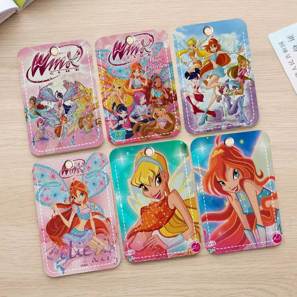 Cartoon W-Winx Cute C-Club Keychain With Access Card Holder, Bus Pass & Meal Card ID Bank Card Protective Case For Security