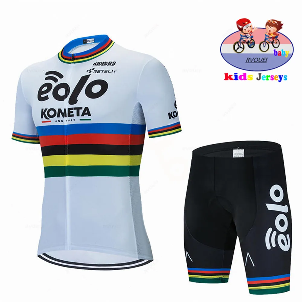 EOLO KOMETA Baby Team Quick Dry Kids Short Sleeve Cycling Jersey Set Children Breathable Bike Clothing Boys Summer Bicycle Wear