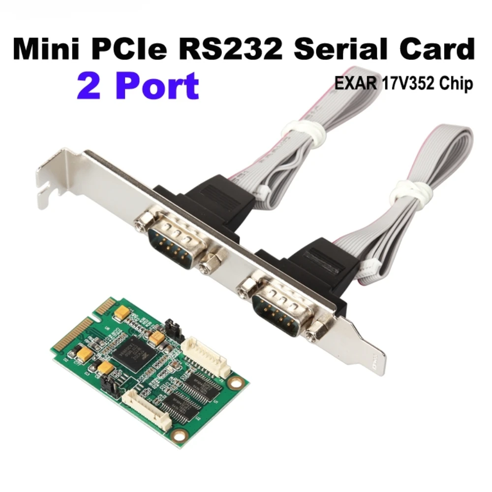 

Mini PCIe 2 порта s RS232 Db9 Com полуразмерный последовательный порт Mini PCI Express, промышленный контроллер ввода/вывода, карта EXAR 17V352 чип