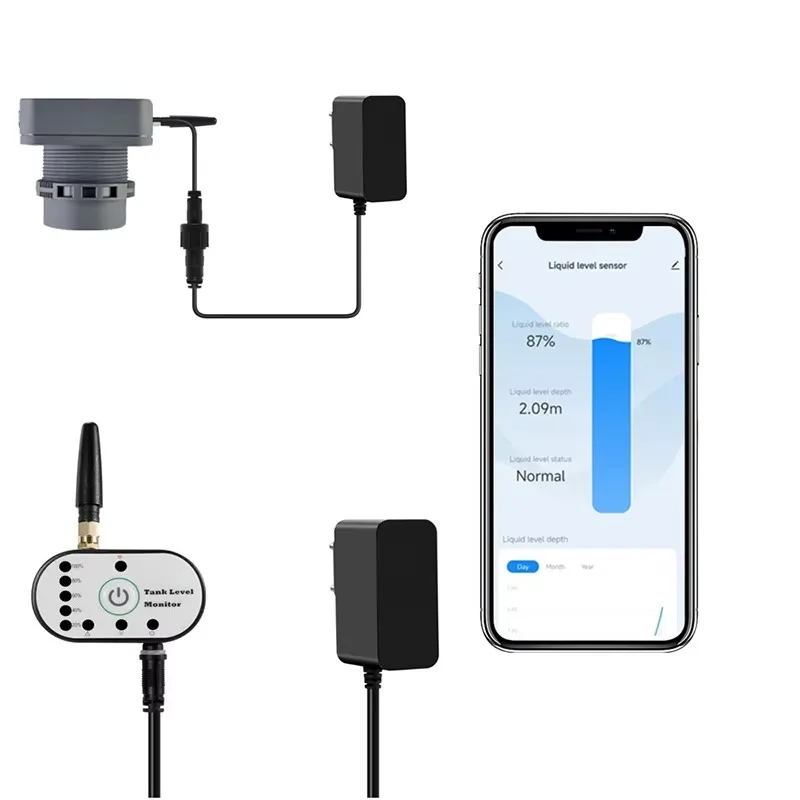 TLC2404P LoRa Liquid Level Alarm Indicator 0.4‑10m Tank Water Level Sensor Remote Mobile APP Monitoring Detector
