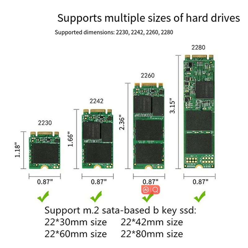 

Multifunctional M.2 Hard Drive Enclosure Supports TF/S D Card NVME/NGFF Protocol Solid State Drive Enclosure Easy Install -B-A31
