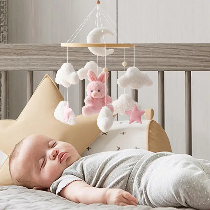 Baby Crib Mobile Bunny Nursery Mobile Baby Crib Decor Cartoon Toddler Bassinet Bunny Pendant Toys For Home Kids Room Bedroom