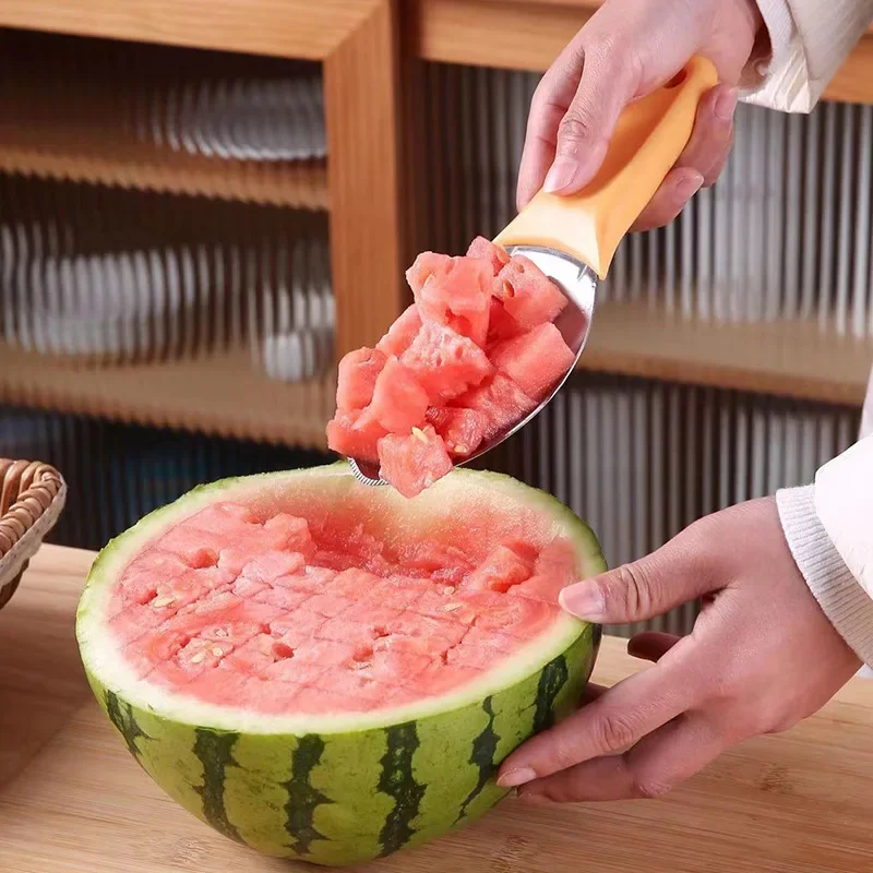 Mango Cutter Multifunctional Fruit Spoon Opening Watermelon Slice Modeling Tool Mango Dicing Tool Fruit Splitter