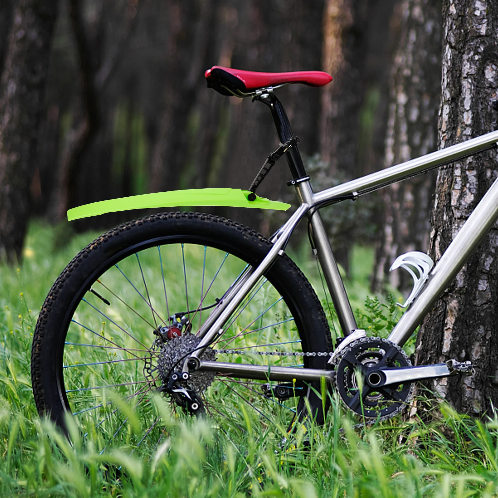 

1 Set Mountain Bike Mud Guard Sturdy Plastic Stainless Steel Front Rear Splash-Proof Wear-Resistant Cycling Mudguard For Outdoor