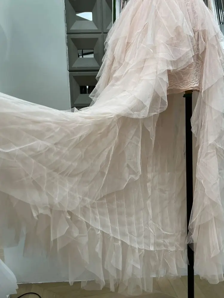 Romantische Spitze Prom Kleider Sexy Liebsten Backless Rosa Abend Party Langes Kleid Prinzessin Luxus Elegante Festival Kleider Vestido