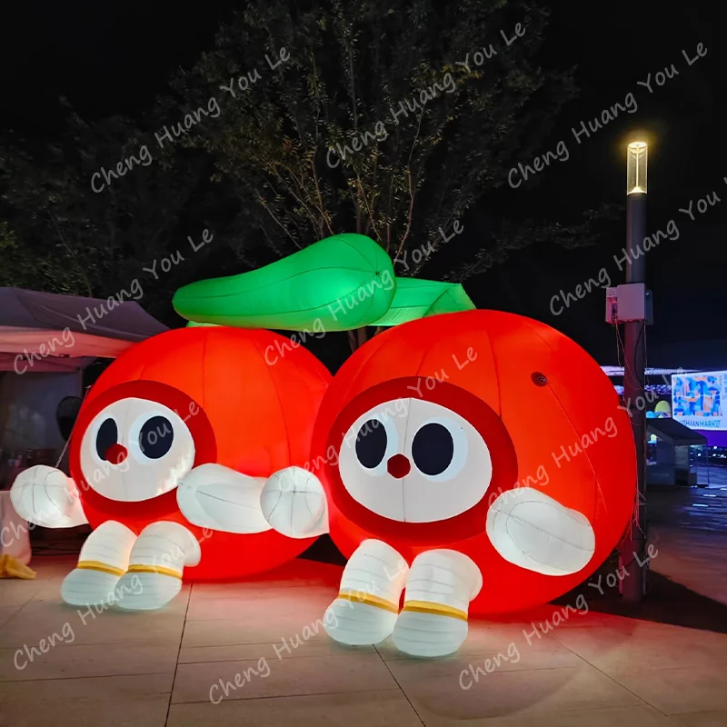 

Inflatable cherry oxford materia air blow cartoon doll led light for street fair vibes decoration