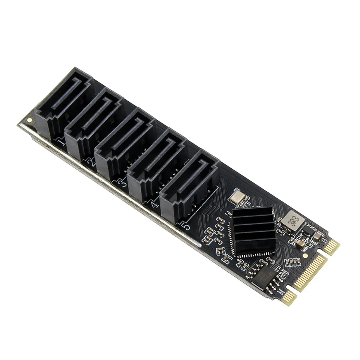 A40I M.2 NGFF B-KEY to SATA Adapter SATA Port Multiplier M.2 to 5 Ports SATA3 6Gbps SSD Expansion Card JMB585 Chip view 5
