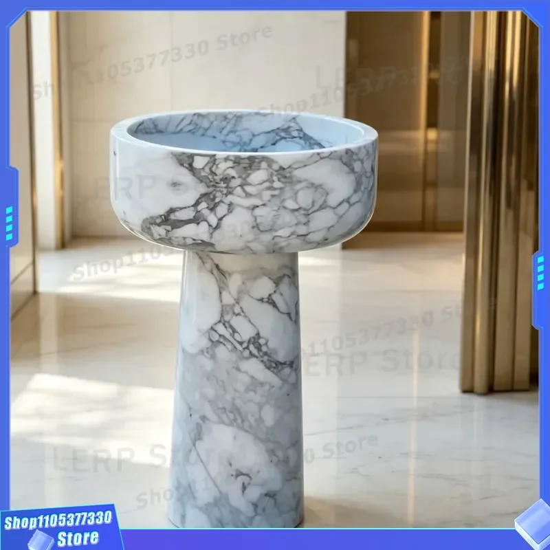 White Marble Rectangular Countertop Sink Natural Stone Bathroom Washbasin Carved Design for Luxury Hotel Home Vanity Basin