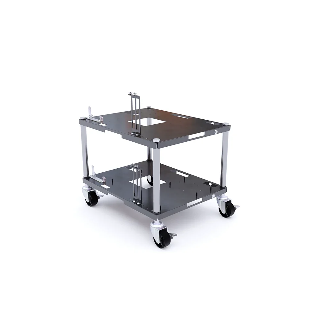 Dual Layer Rolling Stackable Open Air PC Test Cart Mobile Hardware Tray With Brake Casters For Server Room
