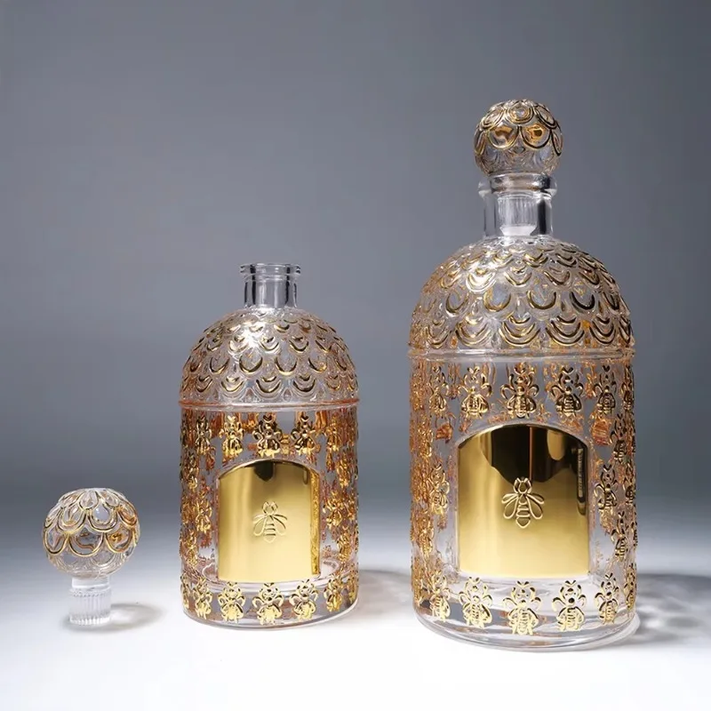 500ml Gold-plated Handmade Crystal Glass Perfume Bottle Refillable for Business Housewarming Holiday Gift Empty Fragrance Vessel