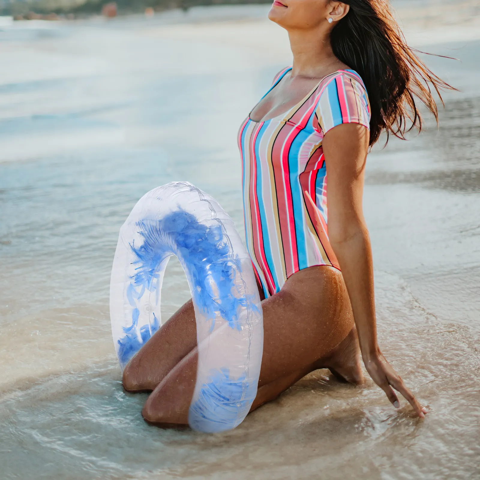 

Надувной круг для плавания 60 см, утолщенный ПВХ, для взрослых, прозрачный, для бассейна, герметичный, прочный, для плавания на воде