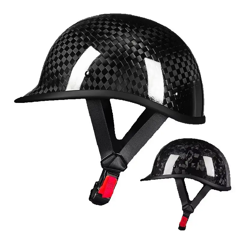 Wholesale Carbon Fiber Helmet Men's Motorcycle Half Helmet Summer Women's Ultra Light Fiberglass Retro Cruise Bucket Helmet
