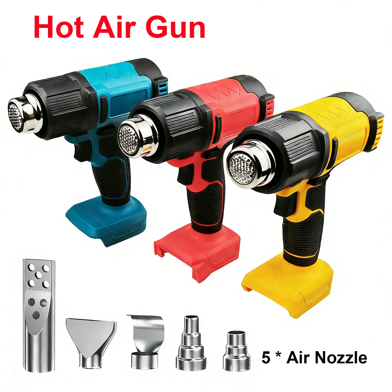 

Портативный термофен 60-540 ℃ Регулируемый беспроводной термофен с 5 насадками и ЖК-дисплеем, электроинструмент для аккумулятора Milwaukee 18V