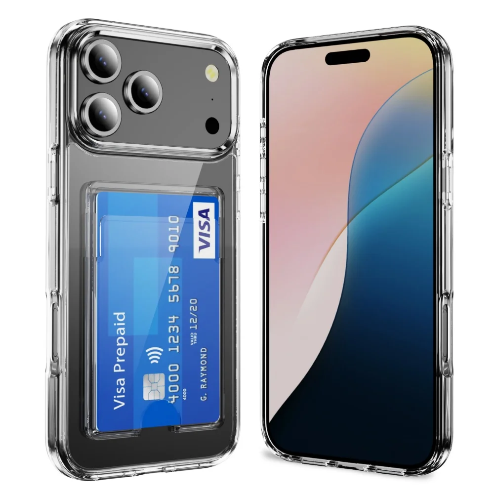 Luxus Transparent Slot Karte Halter Brieftasche Telefon Fall Für iPhone 17 Air 16 15 14 Plus 13 12 11 Pro max XR XS X Stoßfest Abdeckung