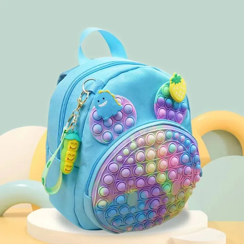 

POP Its Backpack For Baby Boys Girls Push Bubble Fidget Toys Stress Relief Antistress Squishy Anti-Stress Schoolbag Kids Gift