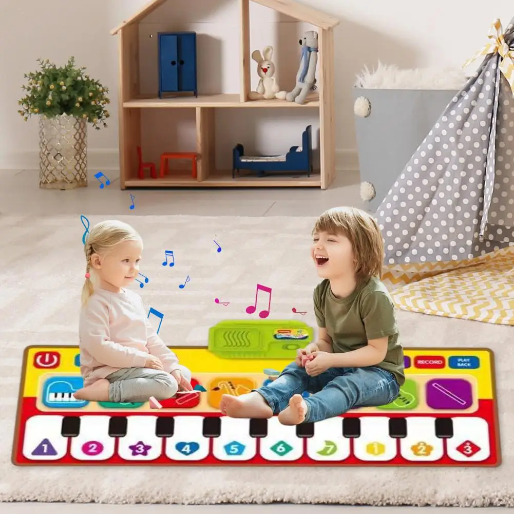 Multi-Instrument-Spielmatte, pädagogische Dinosaurier-Musikboden-Klaviermatte für Kinder mit Geräuschen, Instrumenten, Tanz-Spielmatte für Jungen