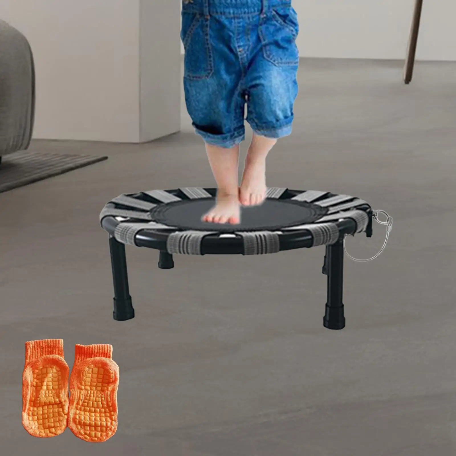 Mini Trampoline with Anti Slip Jump Pad Foldable Fitness Toy Gym Exercise for Kids Indoor Outdoor