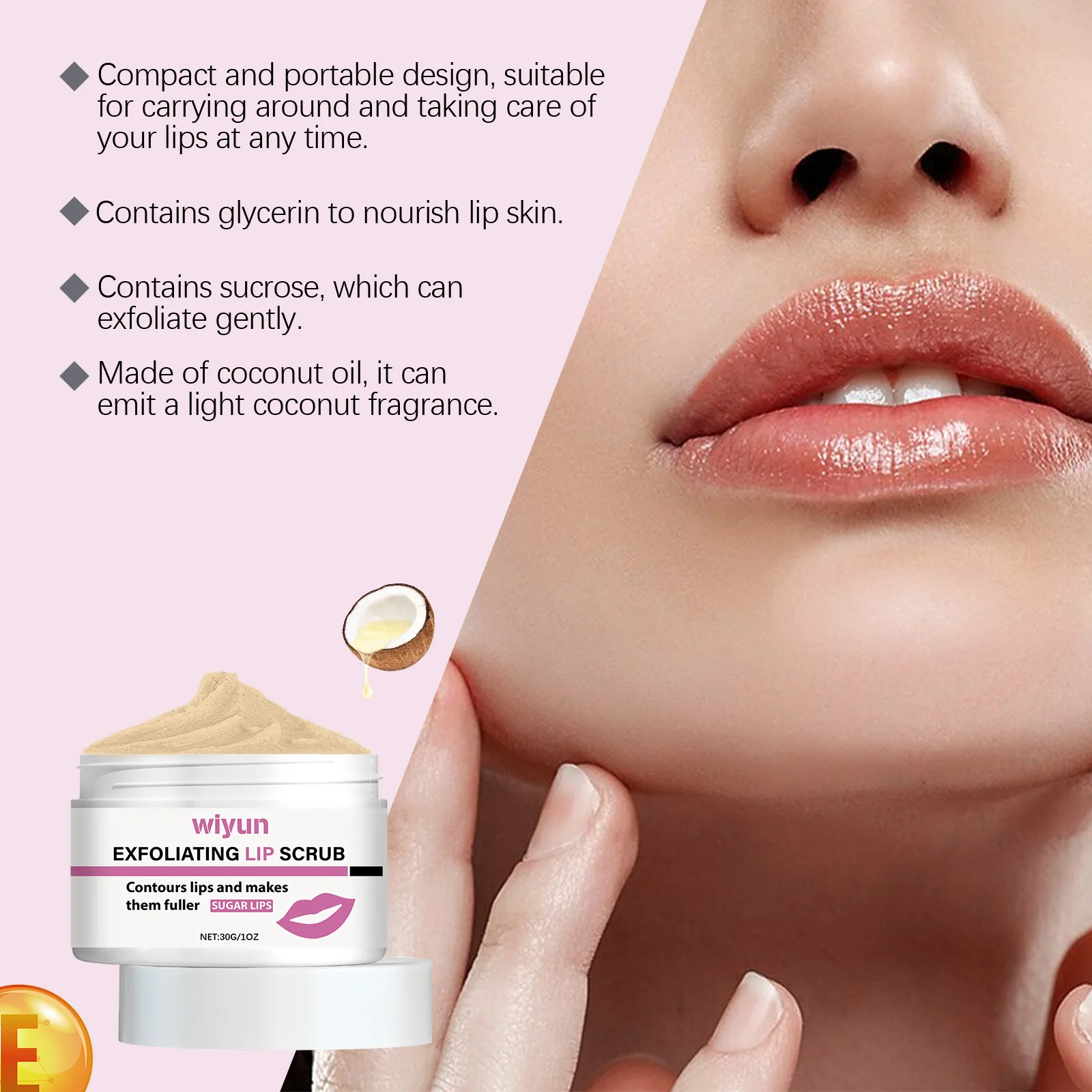 Gentle Lip Scrub, Exfoliating & Moisturizing Lip Care, Hydrating Sugar Scrub for Soft Smooth Lips