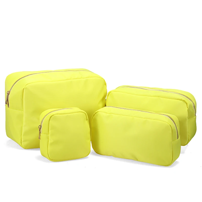 Bolsa de nailon con cremallera para maquillaje, organizador de artículos de tocador para mujeres y niñas, regalo de viaje, 17 colores, S /M/L/XL