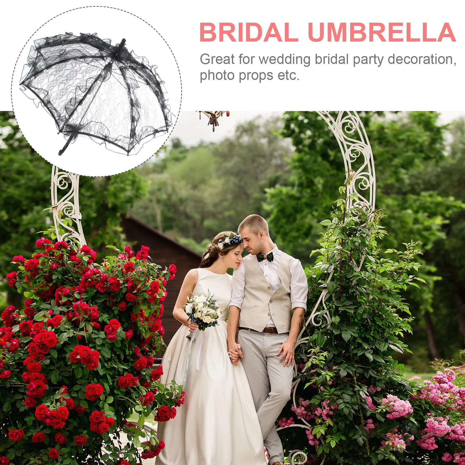 

Lace Wedding Umbrella Bridal Handmade Vintage Parasol Decorative for Bridal Party Photo Props Tea Shower Events Cotton