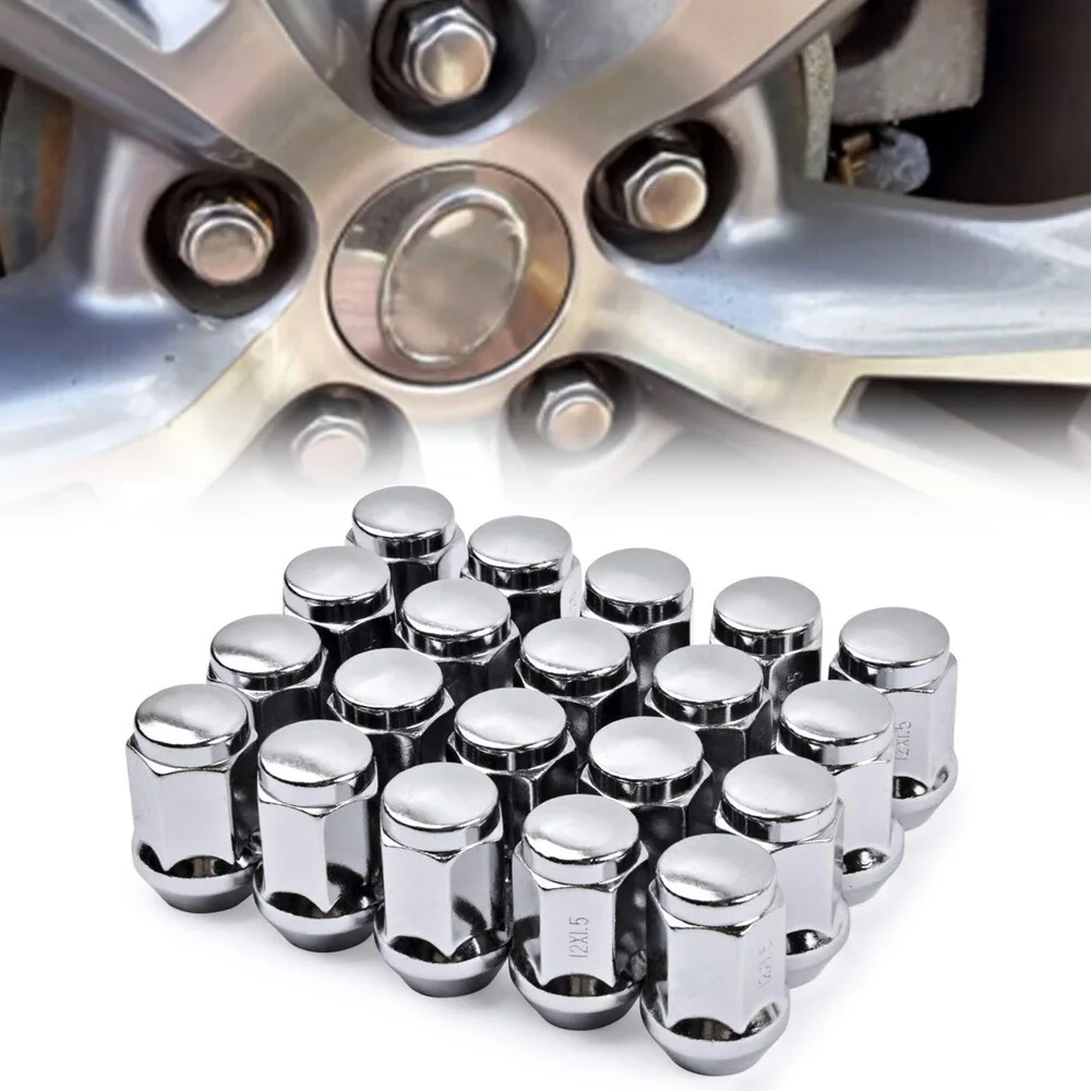 16 20 24pcs Length 35mm M12X1.5 12x1.25 Chrome Wheel Nut Replacement for F-ord F-usion F-ocus E-scape for Auto Car Accessories