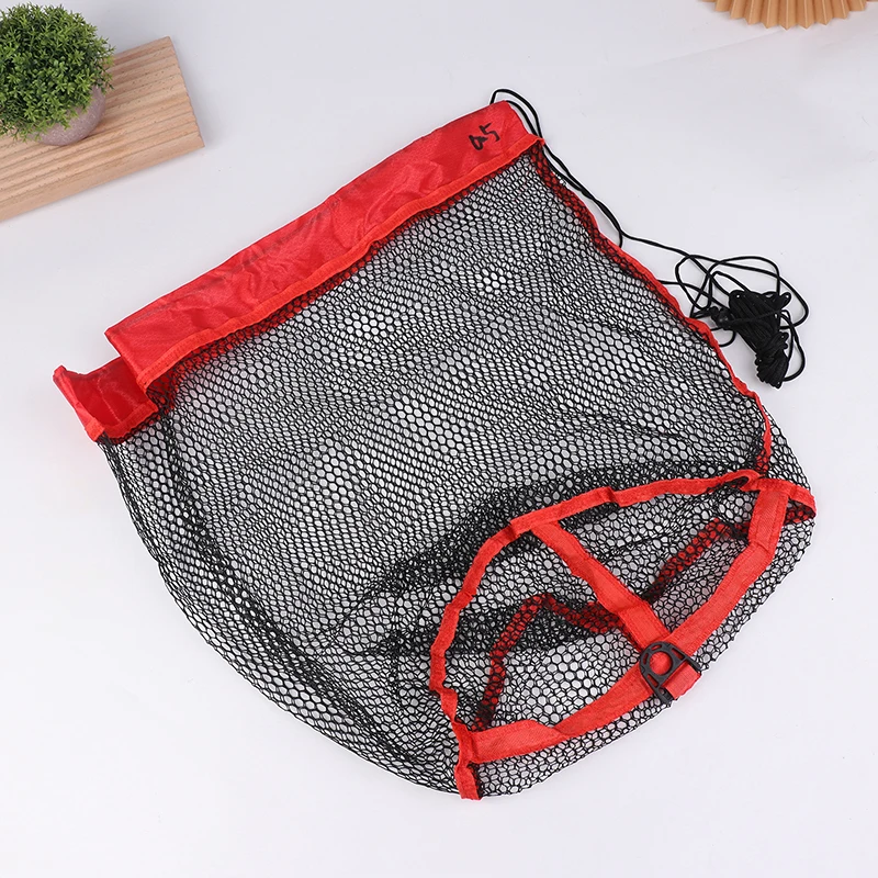 Fishing Landing Net Fishing Catching Collection Bag With Drawstring Portable Folding Thickening Small Grid Mesh Bag Fishing Gear