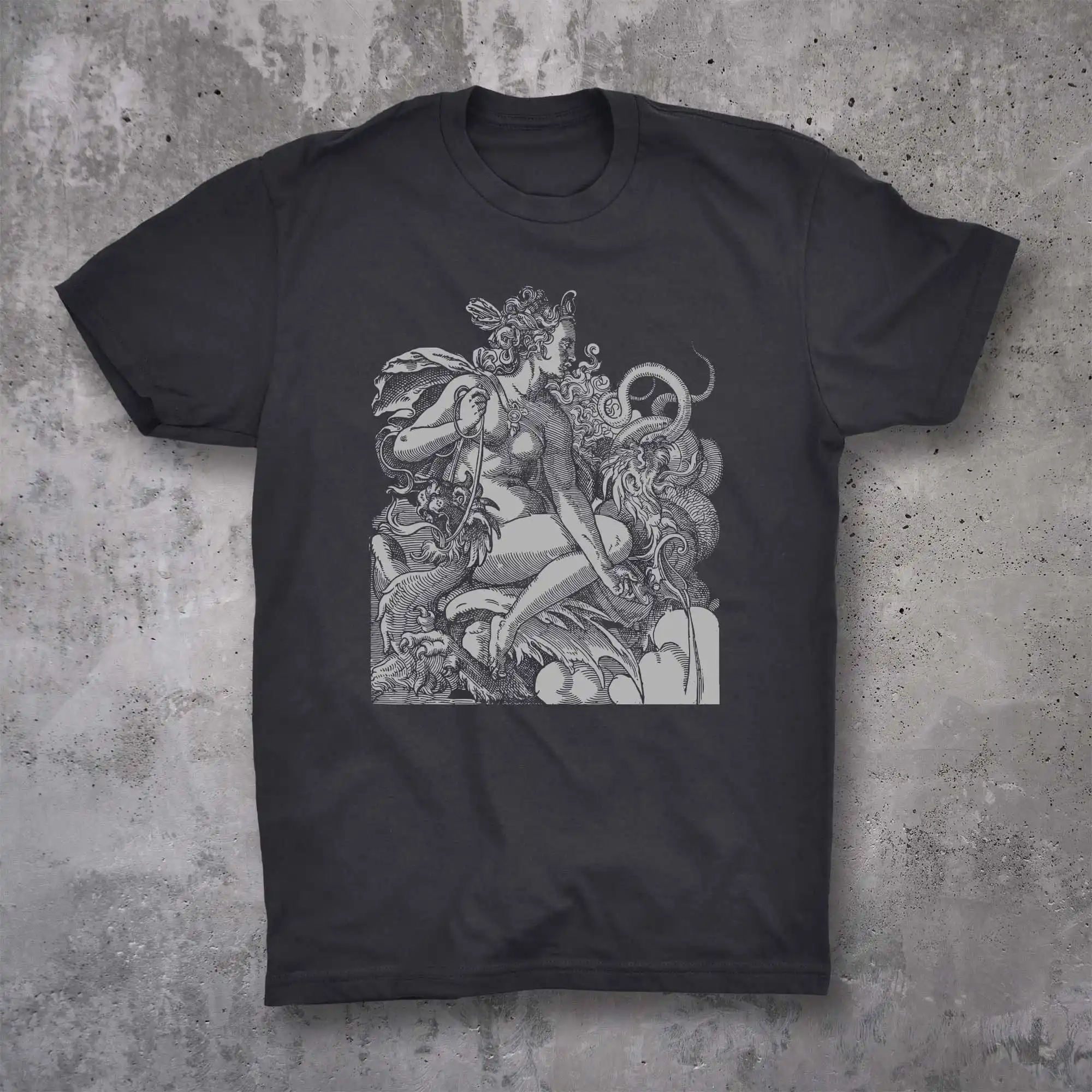 Serpent Goddess Jost Ammon 1599 Renaissance Dragon Engraving Goth Witch T Shirt