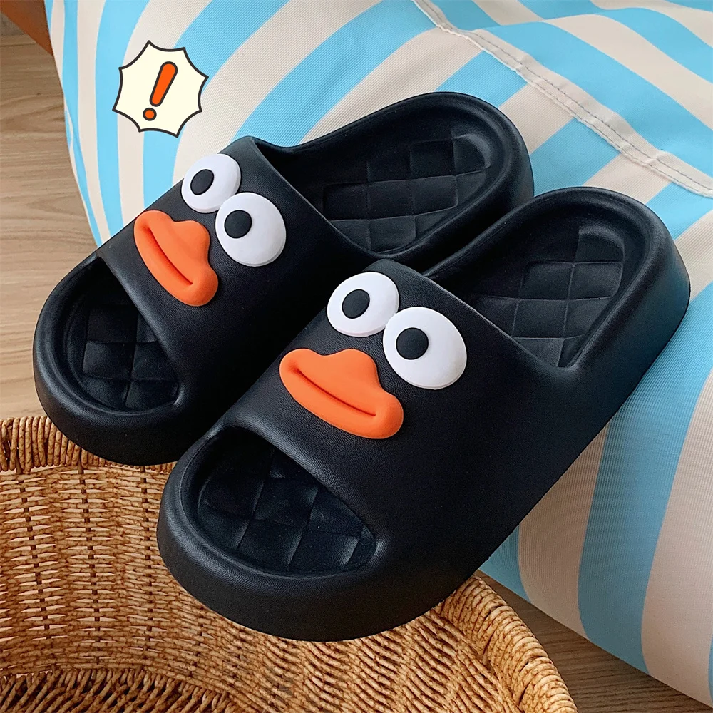 

Women Slipper Couple Funny Duck Cute Cartoon EVA Anti Slip Soft Thick Sole Slippers Summer Bathroom Cool Slippers For Men