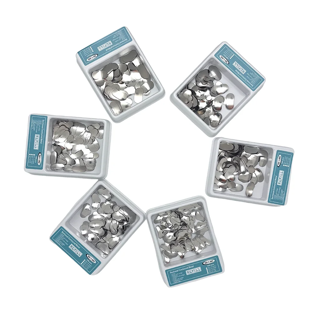 10×100PCS/Bag Dental Matrix Sectional Contoured Matrice Band Kit Metal Rings Dentistry Matriz Materials Teeth Orthodontic Form