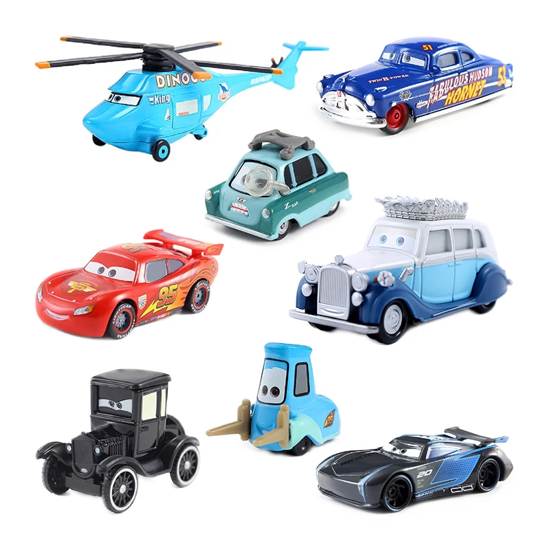 Disney Pixar Cars Figures The King elicottero Lightning McQueen Doc Hudson Storm Jackson modello in metallo giocattoli per auto da corsa regali per