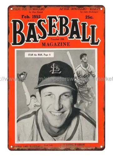 1952 Stan Musial Baseball metal tin sign reproduction home kitchen wall art