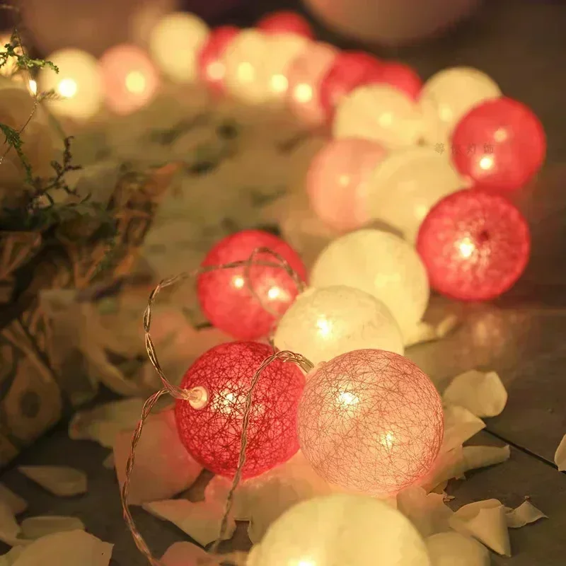 20LED Ball String Lights โคมไฟหวายแบตเตอรี่หรือ USB ควบคุมงานแต่งงานโคมไฟตกแต่งคริสต์มาส Home Party Garden เครื่องประดับโคมไฟ