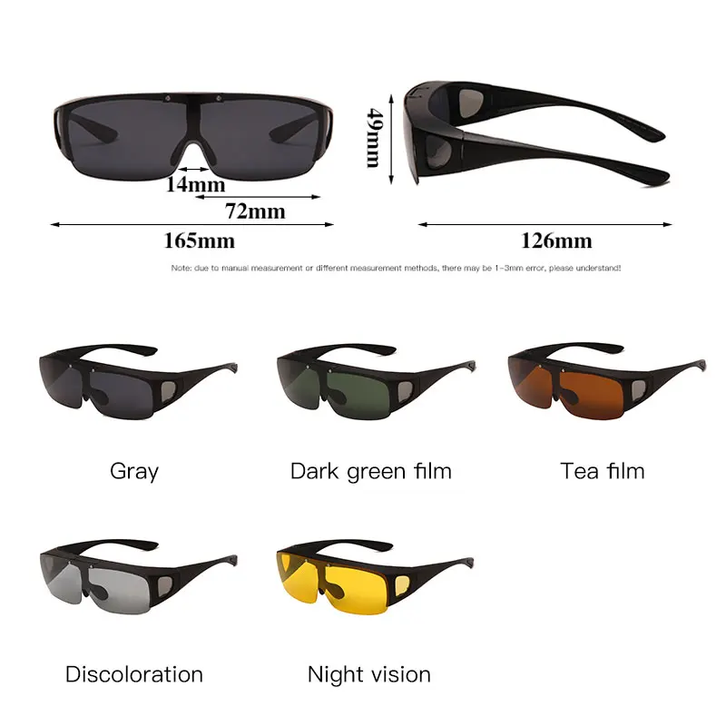 Men Polarized Photochromic Sunglasses Fishing Cycling Sun Glasses Women Night Vision Driving Goggles Wear Over Myopia Eyeglasses