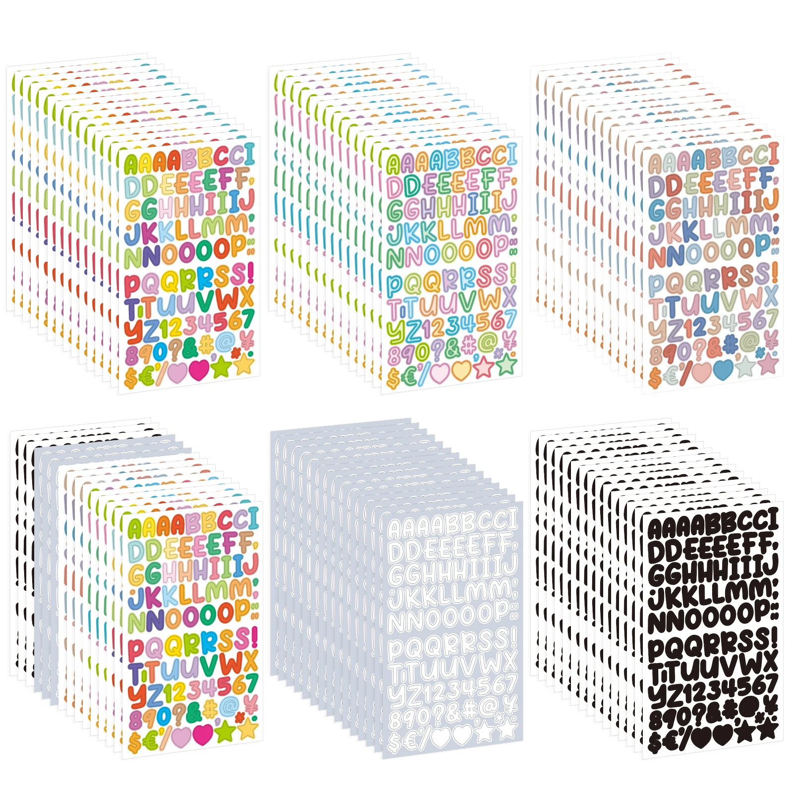 15/Sheets 1350Pcs of 0.5inch Alphabet Stickers, Small Size Greeting Cards, Decorative Letter Stickers for Clipping Books Sticker