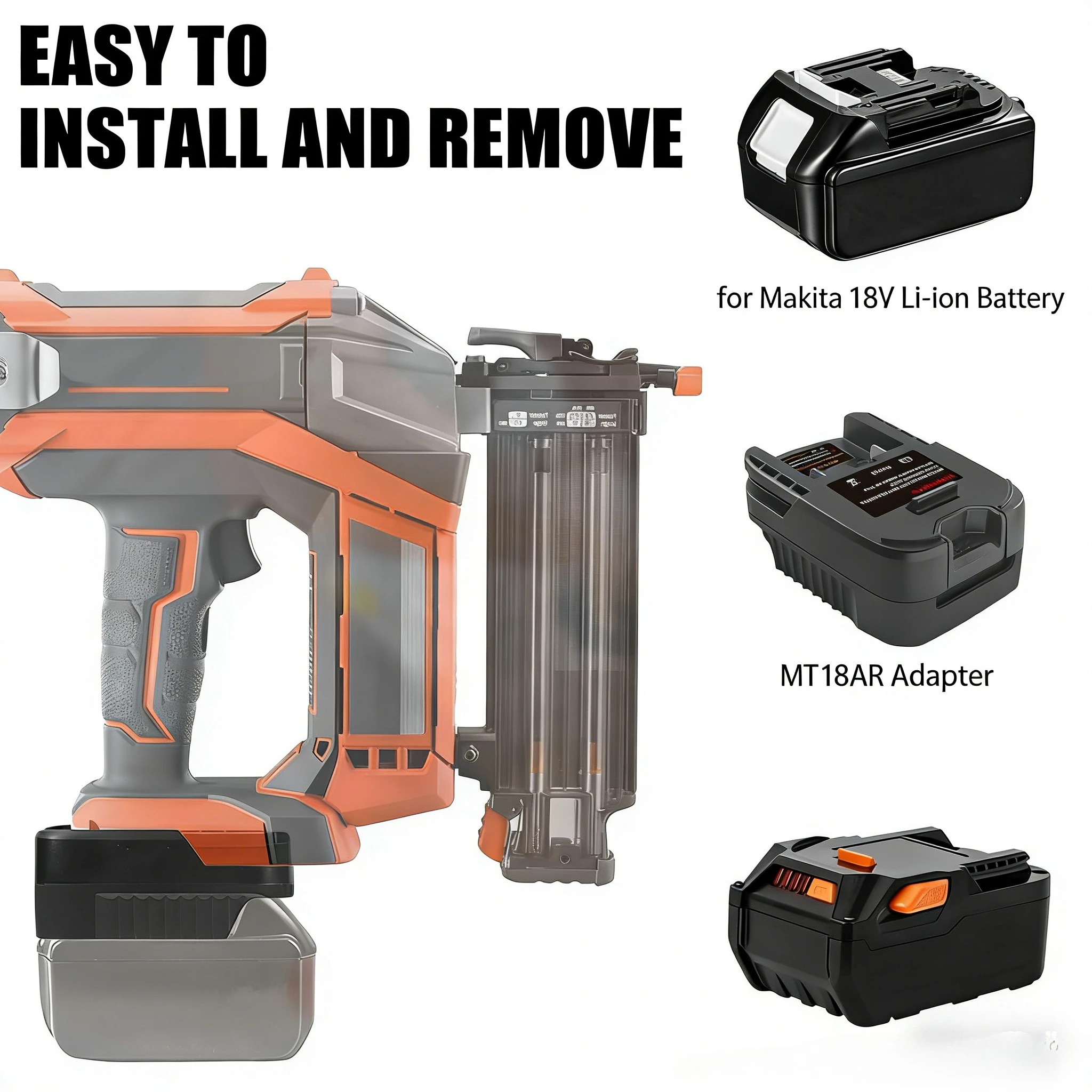 Adaptador de bateria MT18AR para conversor de bateria de íon-lítio Makita 18V para furadeira de ferramenta elétrica sem fio RIDGID 18V