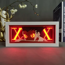 Boîte d'ombre découpée en papier, lumière d'anime, Hunter X Hunter Gon, décoration de chambre de joueur, lampe de table de chevet, veilleuse LED, Manga Hxh