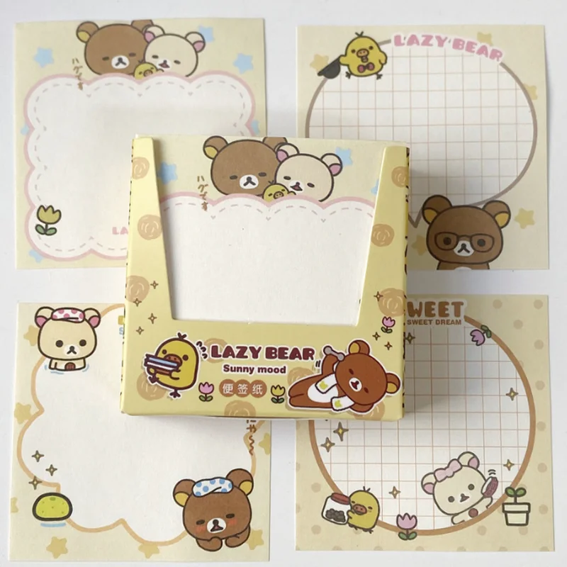 200 قطعة Rilakkuma ملاحظات لاصقة محاصر لطيف الاسترخاء الدب الكرتون رسالة ورقة لمكتب مدرسة لوازم مكتبية هدايا الطلاب #5