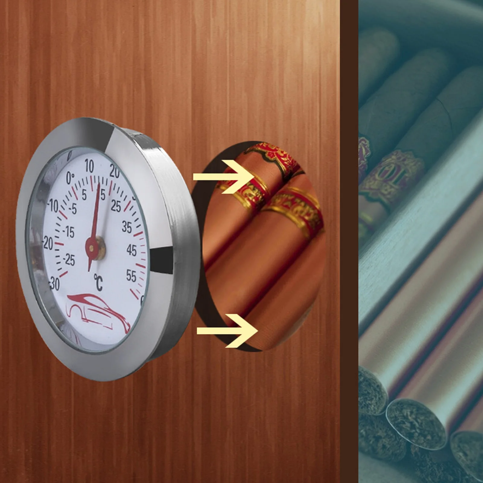 43mm Mini Thermometer for Car Analog Type Small Household Thermometer for Home Travel Journey Car Indoor