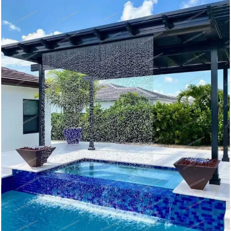 Elegant Stainless Steel Rain Curtain Waterfall – Modern Water Feature for Indoor/Outdoor Villa & Garden Decor