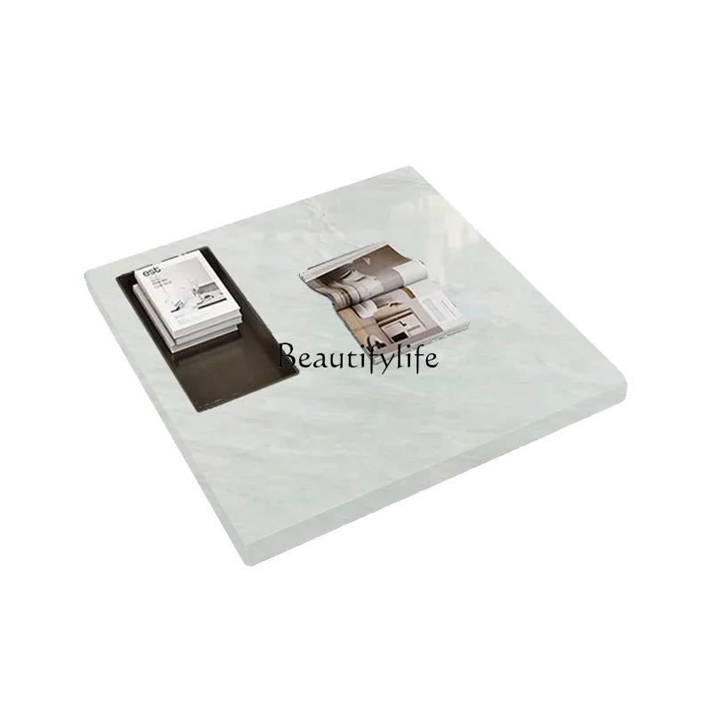 

1Natural marble Italian simple light luxury stone box coffee table