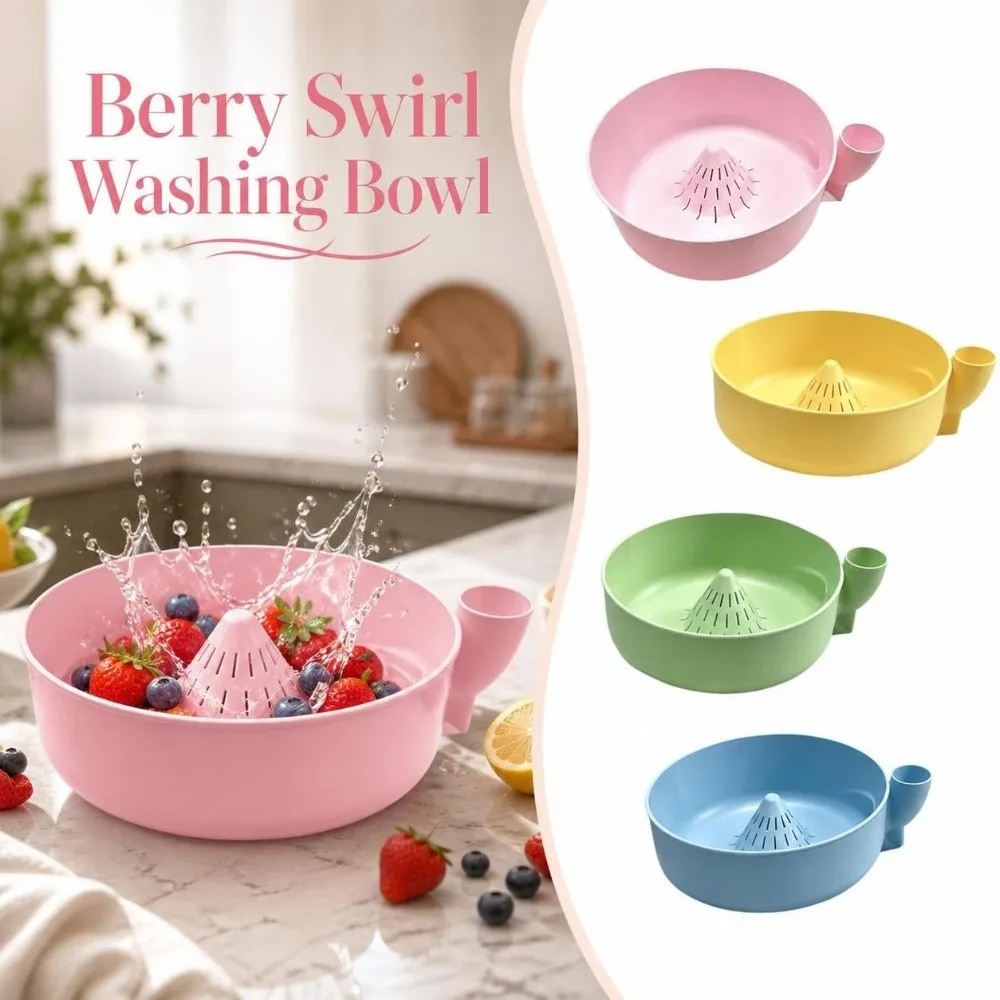 Rotating Berry Swirl Washing Bowl Self Rinsing with Drain Holes Automatic Fruit Wash Bowl Large Capacity Easy Clean