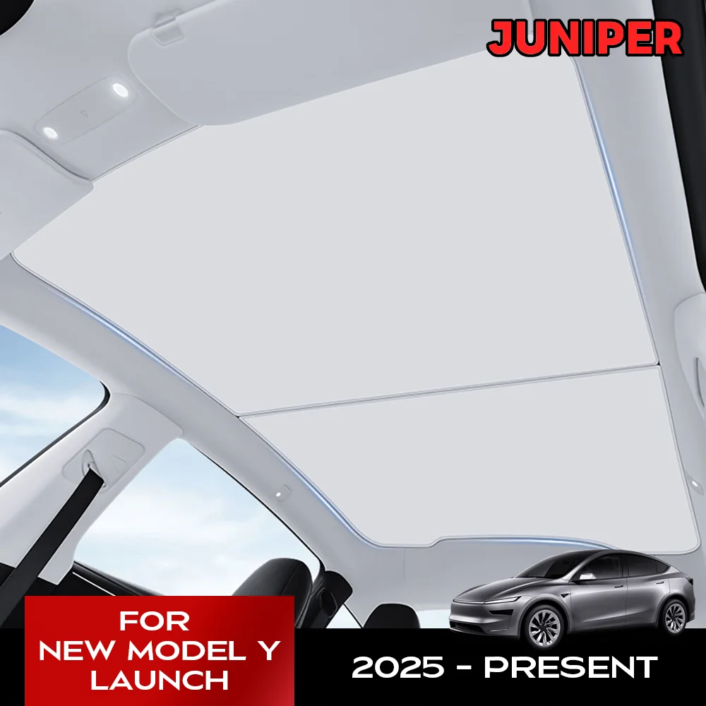 For Tesla New Model Y Launch 2025 Juniper Sunshade Roof Never Sag Nano Ice-Crystal Coatings Heat Insulation Glass Sun Shade