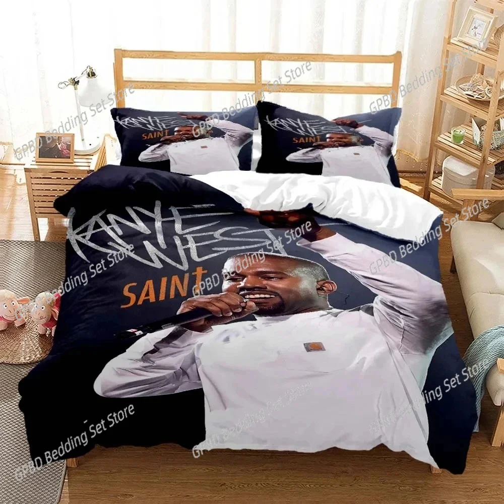 

Комплект постельного белья с 3D принтом Rapper Kanye West Musik Single Twin Double Queen King Cal King Size Комплект постельного белья