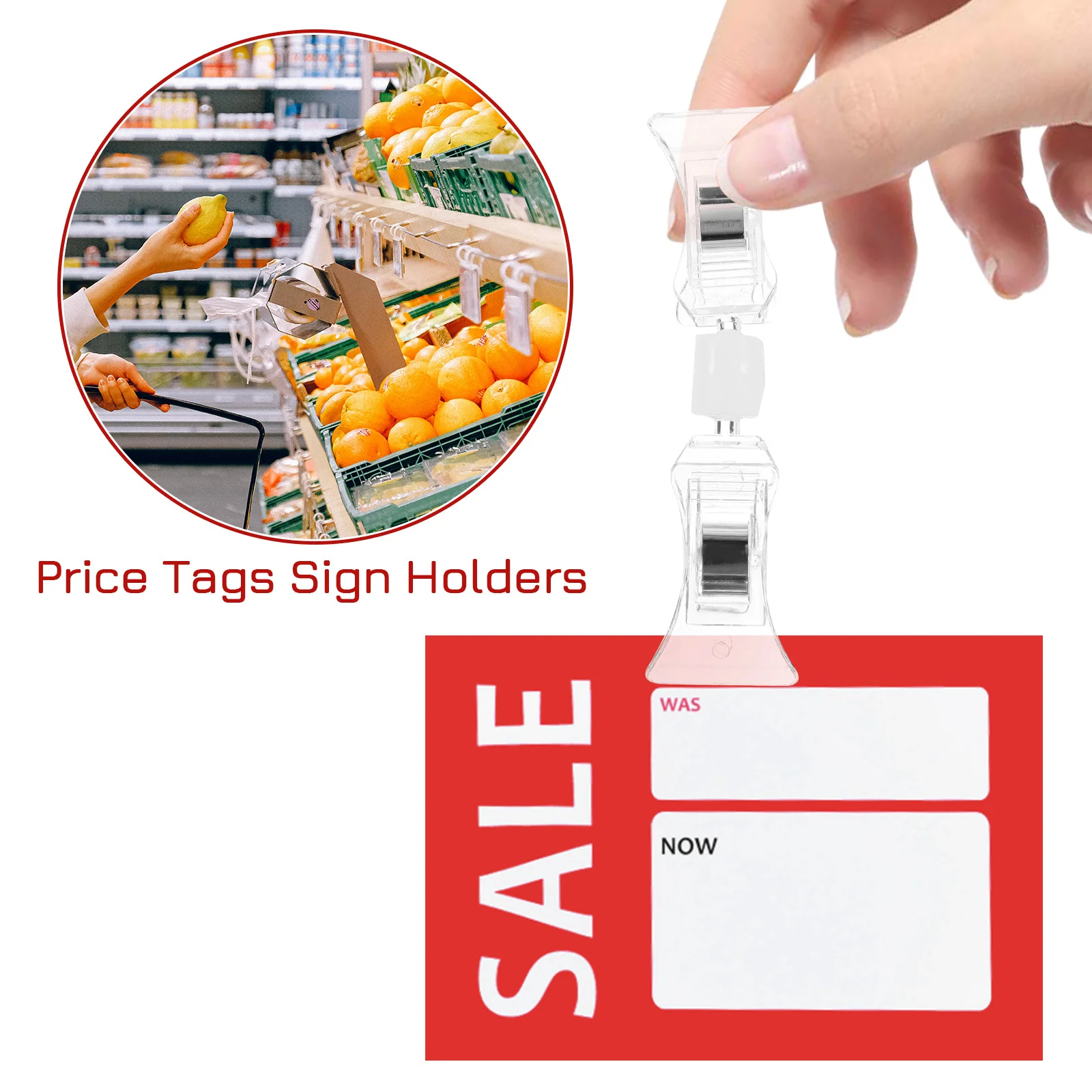 

10Pcs Advertising Clip Sign Holders Rotatable Multi Function Supermarket Price Display Clips Practical Retail Store Supplies