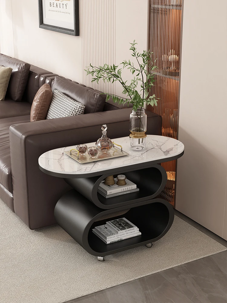 Luxury slate side table Light removable coffee table, simple console corner table with a sense of luxury