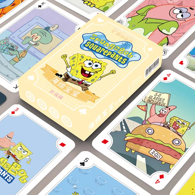 54 pièces/ensemble Anime Bob l'éponge SquarePants Kawaii figurine modèle jouets cartes à jouer haute définition Image Poker Collection cadeau