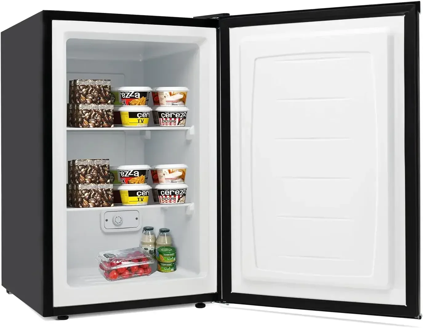 

COSTWAY Compact Single Door Upright Freezer - Mini Size with Stainless Steel Door - 3.0 CU FT Capacity - Adjustable