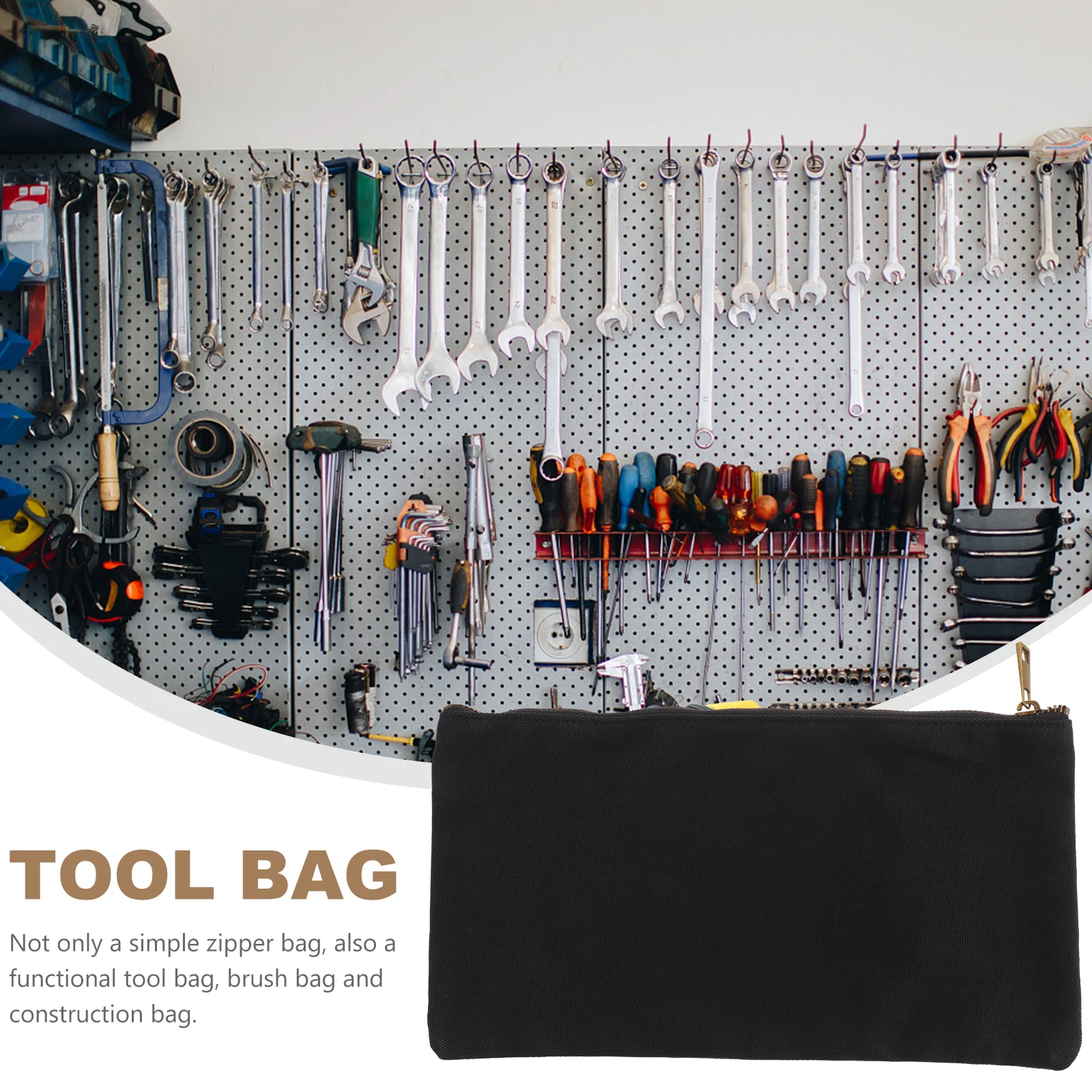 

Small Canvas Tool Bag Multipurpose Electrician Tool Pouch Zipper Organizer Utility Storage Pouch Heavy Duty Durable